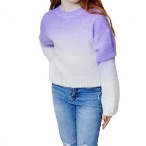 NEW DESIGN HISTORY crewneck long sleeve top in lucky lilac